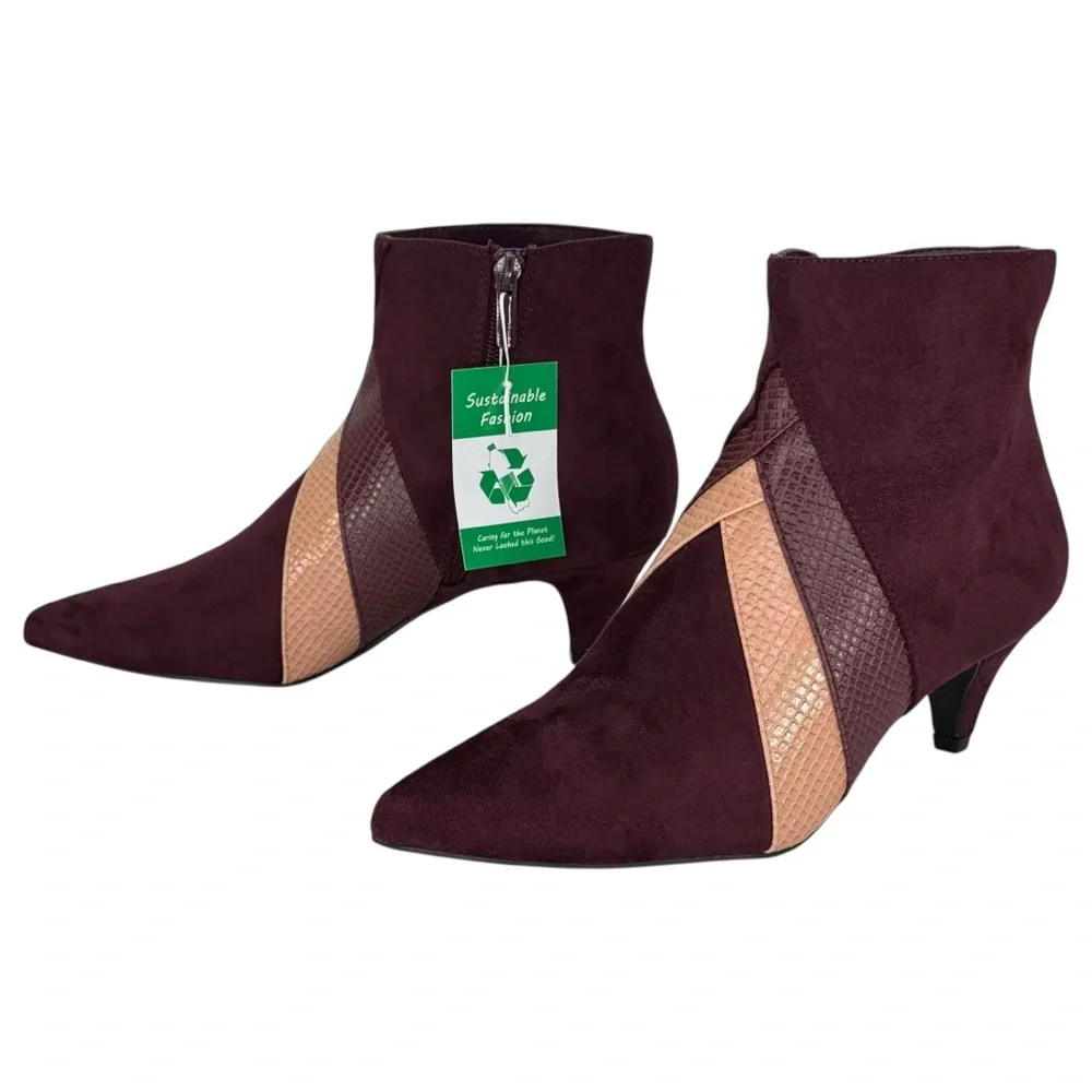 Impo Ellette Burgundy Microsuede Womens Booties Size 8.5M - Picture 11 of 12